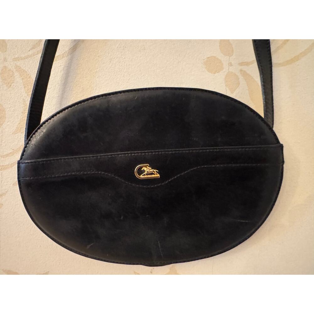 Italy Cristian Black Oval Leather Handbag